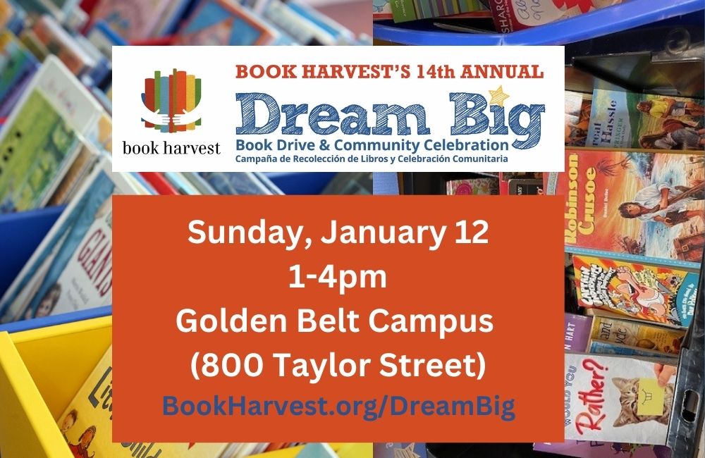 MLK BOOK HARVEST BOOK DRIVE - scrolling